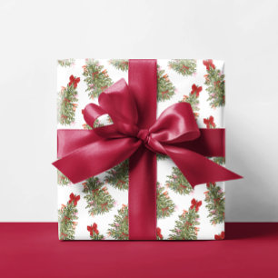 Red Bow Pink Bow Christmas Tree Holiday Coquette  Wrapping Paper