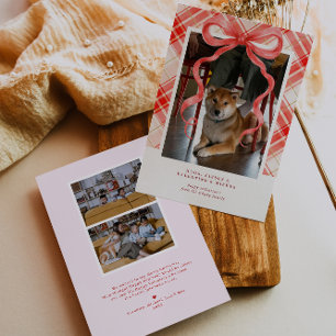 Red Bow Plaid Valentine’s Photo Card