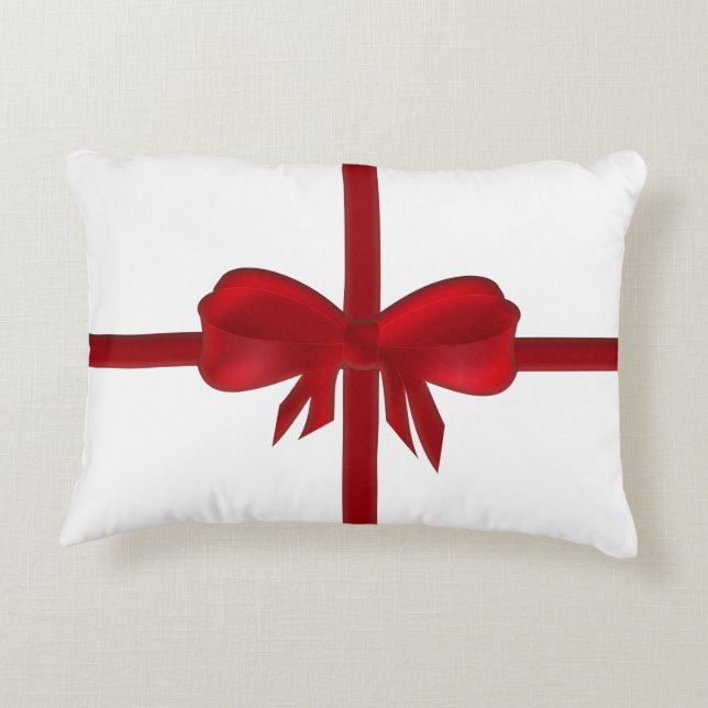 Red Bow Rectangular Christmas Pillow (Back)