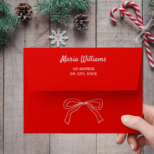Red bow return address Christmas Envelope