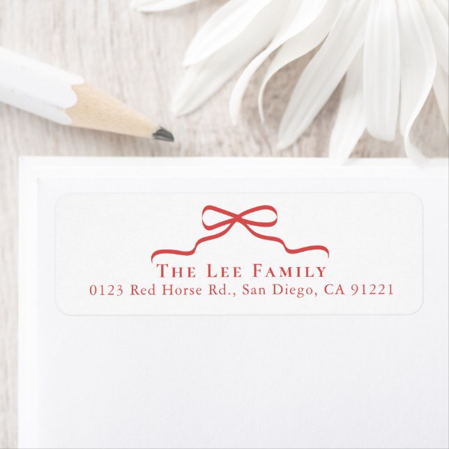 Red Bow Return Address Label (Insitu)