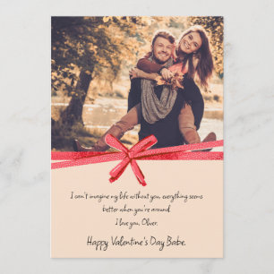 Red Bow Ribbon Valentine's Day Photo Holiday Card