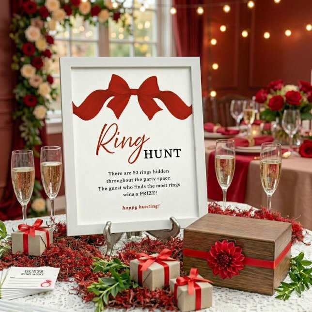 Red Bow Ring Hunt Bridal Shower Game Sign (Creator Uploaded)