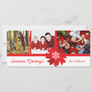 Red Bow Seasons Greetings Flat Holiday Card