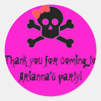 red bow skull, Thank you for coming to Arianna'... Classic Round Sticker