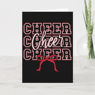 Red Bow Sport Cheer Cheerleader Cheerleading Girl Card