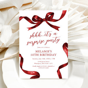 Red Bow Surprise Adult Birthday Party Invitation