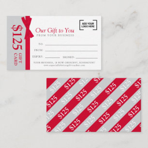 Red bow thank you business logo gift card voucher