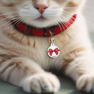 Red bow tie pet tag
