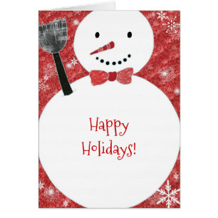 Red Bow Tie Snowman Christmas Holiday Card
