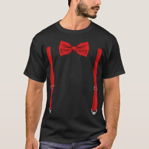 Red Bow Tie With Suspenders Funny Wedding T-Shirt