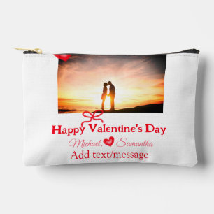 Red bow valentine's day add photo name heart love accessory pouch