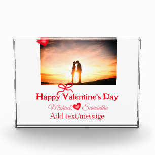 Red bow valentine's day add photo name heart love  block