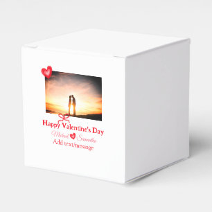 Red bow valentine's day add photo name heart love favour box