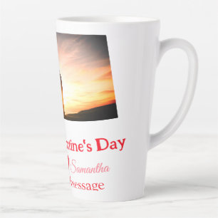 Red bow valentine's day add photo name heart love latte mug