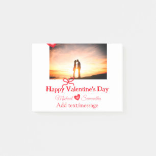 Red bow valentine's day add photo name heart love post-it notes