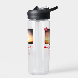 Red bow valentine's day add photo name heart love water bottle