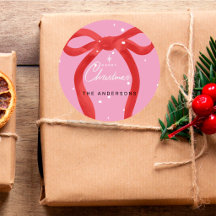 Red Bow Watercolor Pink Holiday Christmas Party