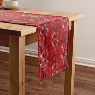 Red Bow with Pearls Table Runner