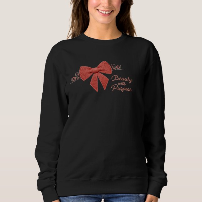 Red Bow with Roses "Beauty with Purpose" Sweatshir Sweatshirt (Front)