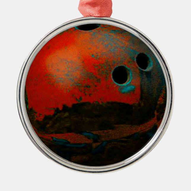 Red Bowling Ball Customise It Metal Ornament (Front)