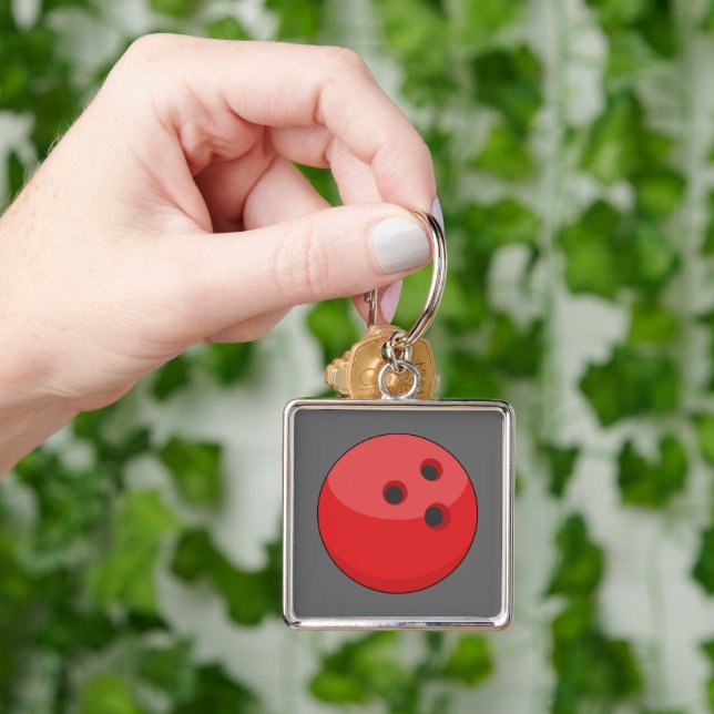 Red Bowling Ball Key Ring (Hand)