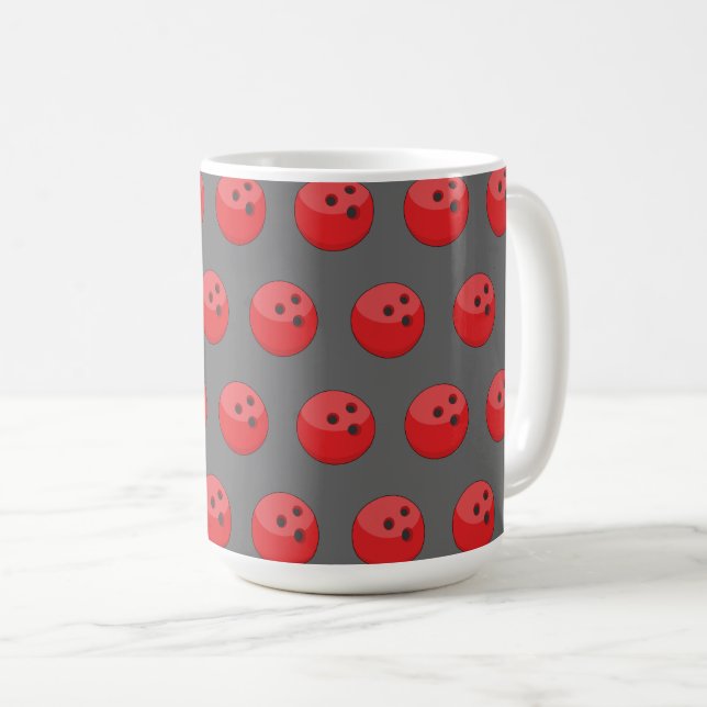 Red Bowling Ball Pattern Coffee Mug (Front Right)