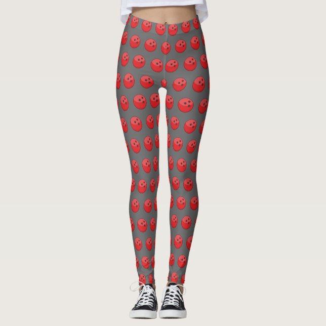 Red Bowling Ball Pattern Leggings (Front)