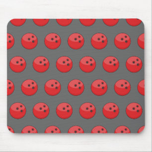 Red Bowling Ball Pattern Mouse Pad
