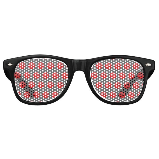 Red Bowling Ball Pattern Retro Sunglasses (Front)