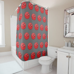 Red Bowling Ball Pattern Shower Curtain