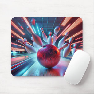 Red Bowling Ball Strike Mouse Pad