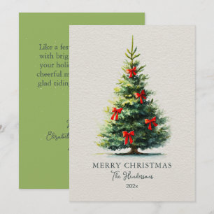Red Bows Merry Christmas Tree Holiday Card