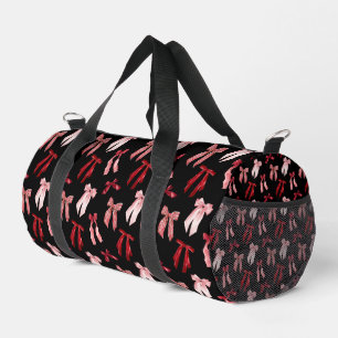 Red bows on black background duffle bag