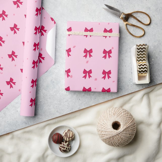 Red Bows Pattern Wrapping Paper (Crafts)