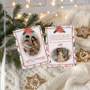 Red Bows Trees Poinsettia Christmas Photo Card