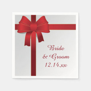 Red Bows Winter Wedding Napkin