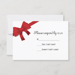 Red Bows Winter Wedding RSVP Response Card