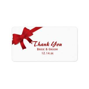 Red Bows Winter Wedding Thank You Favour Tags