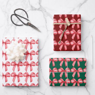 Red bows wrapping paper. Gift wrapping. Wrapping Paper Sheet