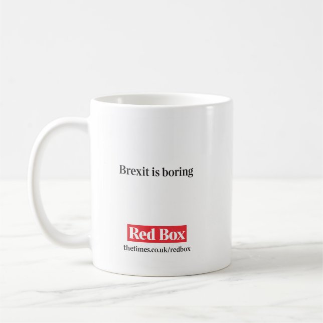 Red Box Mug - Brexit is boring (Left)