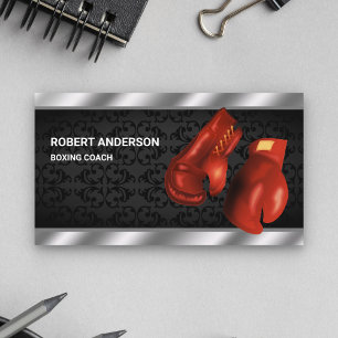 Red Boxer Gloves Professional Boxing Coach Trainer Business Card