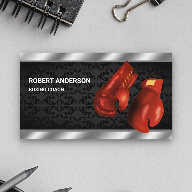 Red Boxer Gloves Professional Boxing Coach Trainer Business Card (Creator Uploaded)