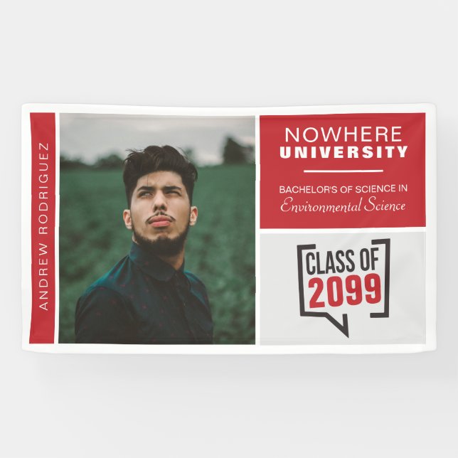 Red Boxes & Photo Graduation Banner (Horizontal)