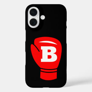 Red boxing glove logo custom monogram iPhone 16 case