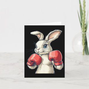 Red Boxing Gloves And Cute Bunny Costume  Card