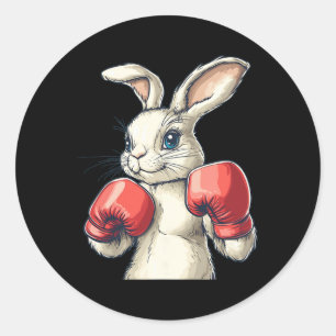 Red Boxing Gloves And Cute Bunny Costume Classic Round Sticker