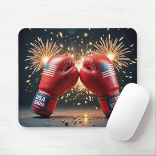 Red Boxing Gloves For USA 250th Birthday Mouse Pad