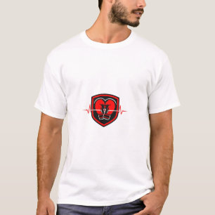 Red Boxing Gloves Heartbeat Shield Design T-Shirt