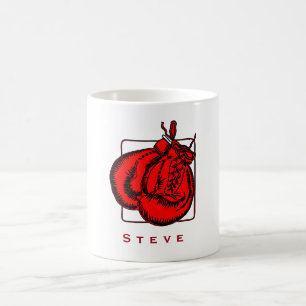 Red Boxing Gloves Illustration Personalised Coffee Mug